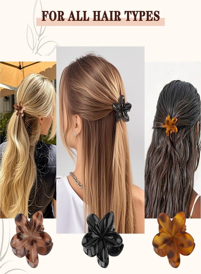 Cubaco 6 PCS Small Flower Hair Clips for Women,1.57" Hawaiian Flower Claw Clips for Thick Thin Hair, Cute Hair Clips, Strong Hold Non Slip Hair Accessories for Girls Christmas Gifts (Tortoise and Black) - Image 5
